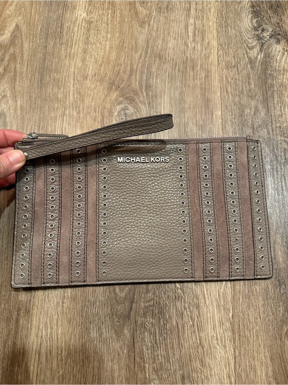 Michael Kors Cinder Grommet Leather Clutch Wristlet